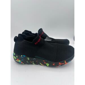 Black Slip-On Sneakers with Multicolor Sole
